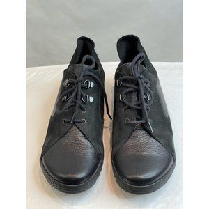 Arche Womens Black Leather Suede Round Toe Lace Up Low Top Sneakers Size 9